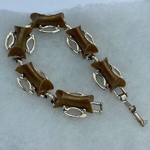Vintage heat set root beer colored link bracelet